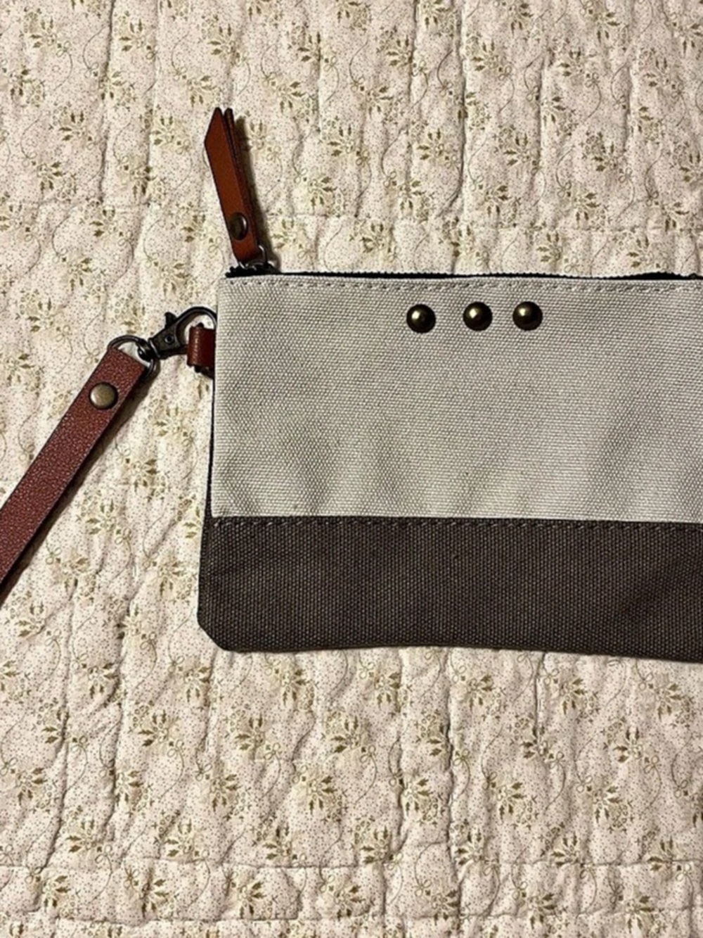 P.S. Wristlet Clutch in Gray & Brown